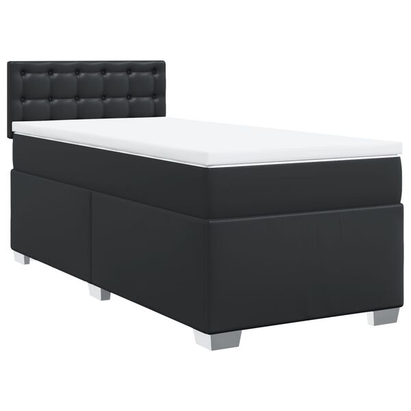 vidaXL Cama com molas/colchão 90x190 cm couro artificial preto