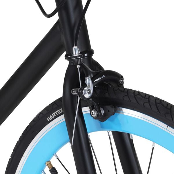 vidaXL Bicicleta de mudan&ccedil;as fixas 700c 55 cm preto e azul