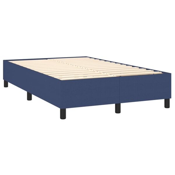 vidaXL Cama com molas/colch&atilde;o 140x190 cm tecido azul