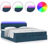 vidaXL Cama otomana com colch&otilde;es/LEDs 200x200 cm veludo azul-escuro