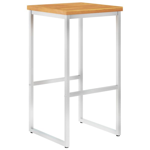 vidaXL Cadeiras de bar 2 pcs madeira ac&aacute;cia maci&ccedil;a e a&ccedil;o inoxid&aacute;vel