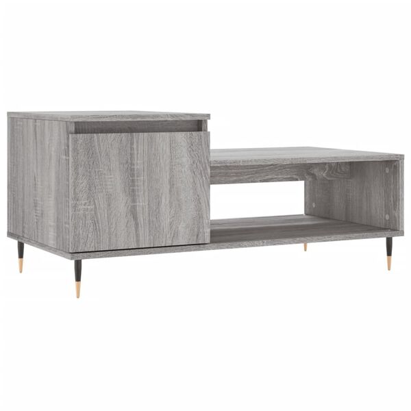 vidaXL Mesa de centro 100x50x45 cm derivados madeira cinzento sonoma
