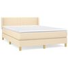 vidaXL Cama com molas/colch&atilde;o 140x200 cm tecido cor creme