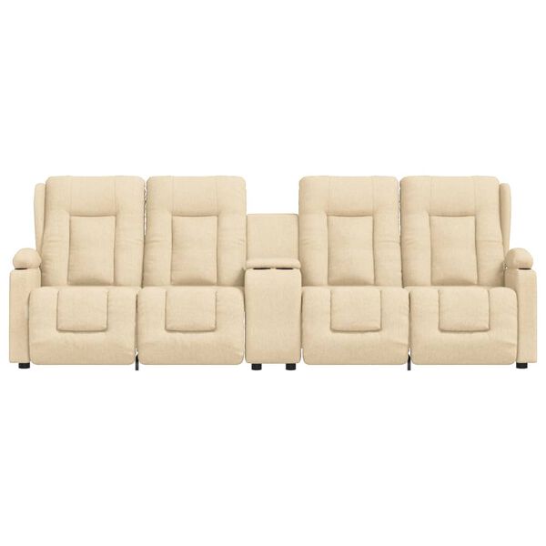 vidaXL Poltrona massagem 4 lug. reclin. c/ suportes copo tecido creme
