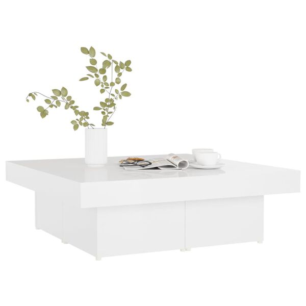 vidaXL Mesa de centro 90x90x28cm derivados de madeira branco brilhante