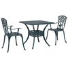 vidaXL Conjunto de Mesa de Jardim 3 pcs Verde Alum&iacute;nio Fundido