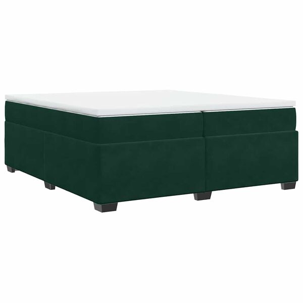 vidaXL Cama com molas/colch&atilde;o 200x200 cm veludo verde-escuro