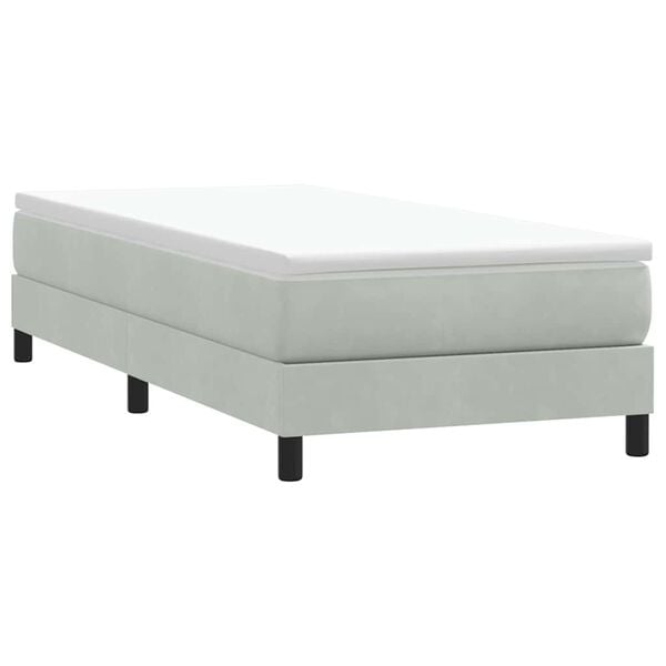 vidaXL Cama com molas sem colch&atilde;o cinzento-claro 90x220 cm veludo