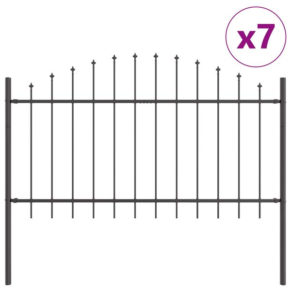 vidaXL Cerca para Jardim 7 pcs Cinzeto 170 x 140 cm A&ccedil;o revestido a p&oacute;