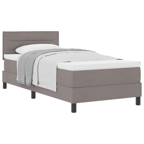 vidaXL Cama Box com colch&atilde;o Cinzento-acastanhado 90 x 200 cm tecido
