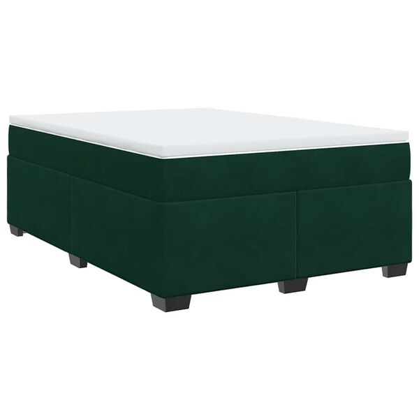 vidaXL Cama com molas/colch&atilde;o 140x200 cm veludo verde-escuro