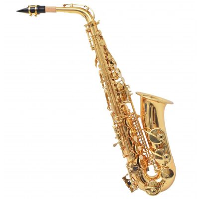 vidaXL Saxofone alto bronze amarelo lacado a dourado Eb