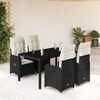vidaXL 5 pcs conjunto bistr&ocirc; de jardim c/ almofad&otilde;es vime PE preto