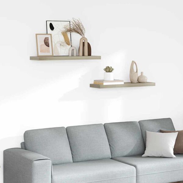 vidaXL Prateleiras parede suspensas 2 pcs 80x23,5x3,8cm MDF carvalho