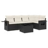 vidaXL 6 pcs conjunto sof&aacute;s de jardim c/ almofad&otilde;es vime PE preto