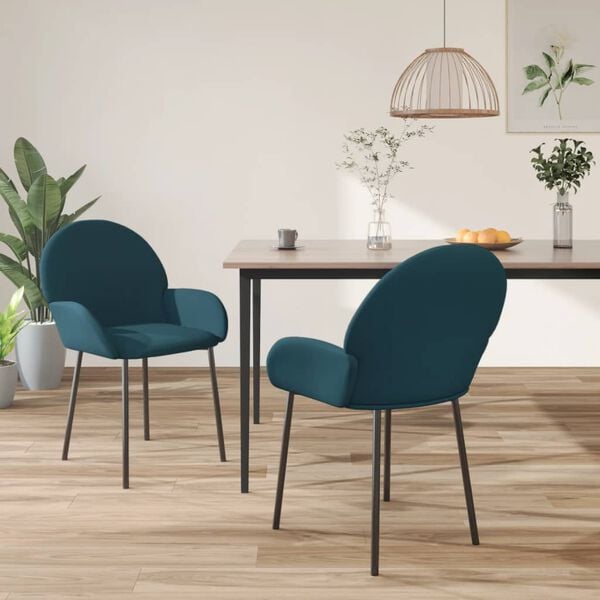 vidaXL Cadeiras de jantar 2 pcs veludo azul