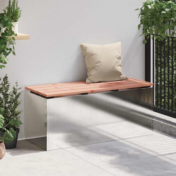 vidaXL Banco de jardim Prateado 100 x 40 x 43 cm A&ccedil;o inoxid&aacute;vel