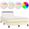 vidaXL Cama box spring c/ colch&atilde;o/LED 120x200cm couro artificial creme