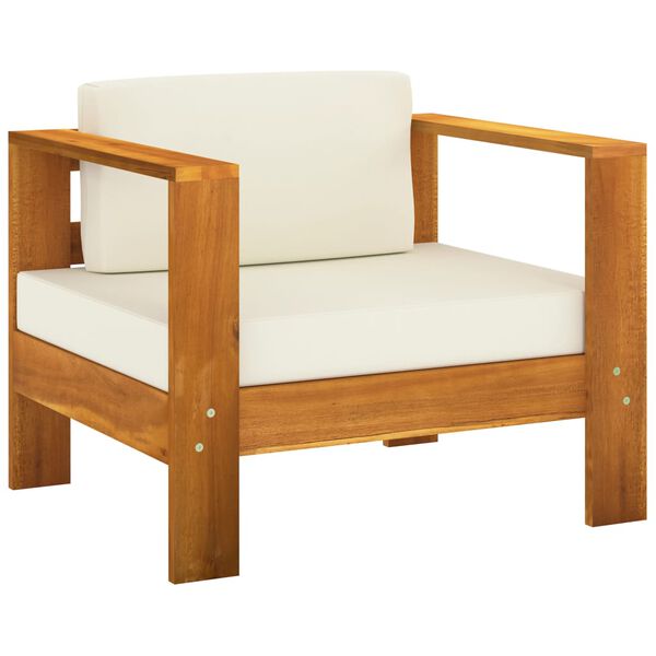 vidaXL 3pcs conj. lounge jardim c/ almofad&otilde;es cor creme madeira maci&ccedil;a