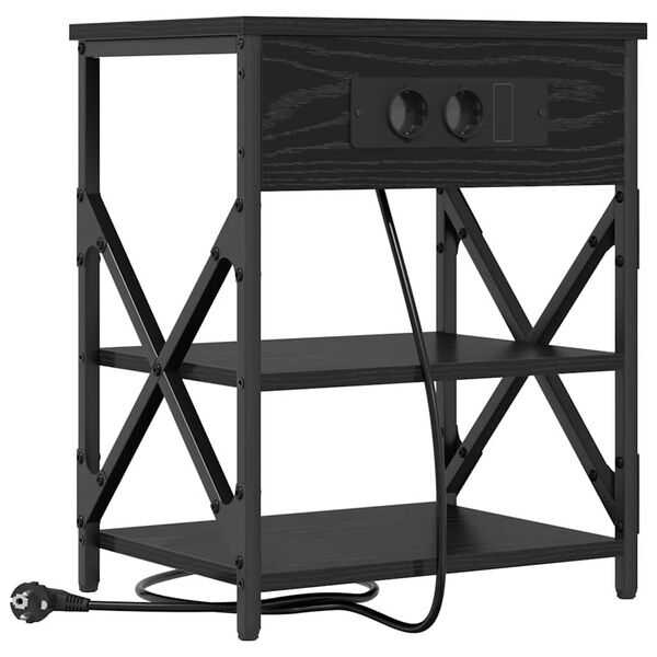 vidaXL Arm&aacute;rio de Cabeceira Carvalho Preto 41 x 31 x 51 cm