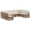 vidaXL Conjunto de Sof&aacute; de Jardim 9 pcs Bege vime PE