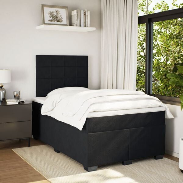 vidaXL Cama boxspring com colch&atilde;o 120x190 cm veludo preto