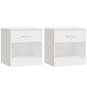 vidaXL Mesas de cabeceira 2 pcs c/ gaveta branco brilhante