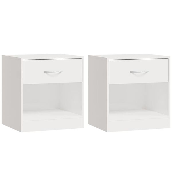 vidaXL Mesas de cabeceira 2 pcs c/ gaveta branco brilhante