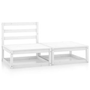vidaXL 2 pcs conjunto lounge de jardim pinho maci&ccedil;o branco