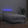 vidaXL Cama box spring c/colch&atilde;o/LED 100x200cm couro artificial branco
