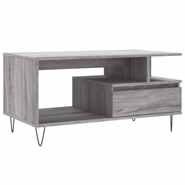 vidaXL Mesa de centro 90x49x45 cm derivados de madeira cinzento sonoma