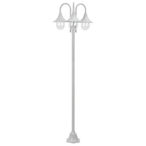 vidaXL Candeeiro de p&eacute; p/ jardim c/ 3 bra&ccedil;os E27 220cm alum&iacute;nio branco