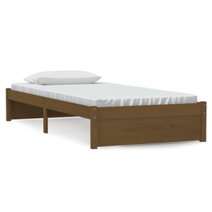 vidaXL Estrutura de cama 90x200 cm madeira maci&ccedil;a castanho mel