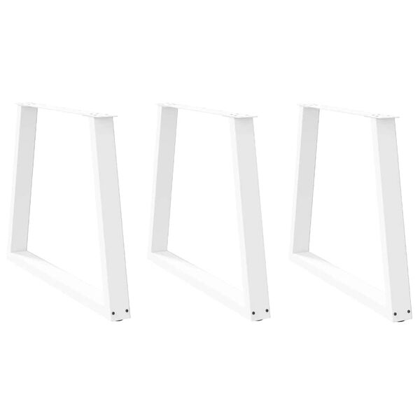 vidaXL Pernas para mesa de jantar em V 3 pe&ccedil;as, branco, 70x(72-73,3) cm, a&ccedil;o