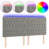 vidaXL Cabeceira cama c/ luzes LED veludo 200x7x118/128cm cinza-claro