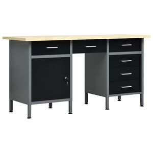 vidaXL Bancada de trabalho 160x60x85 cm a&ccedil;o preto