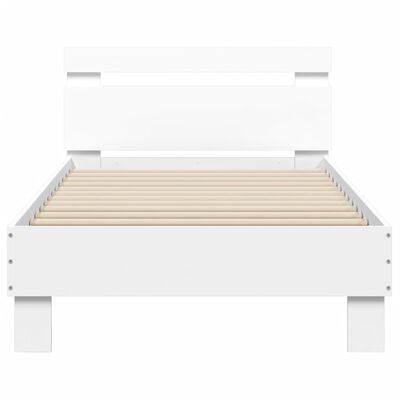 vidaXL Estrutura de cama com cabeceira e luzes LED 75x190 cm branco