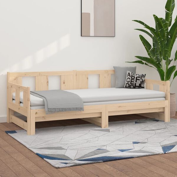 vidaXL Estrutura sof&aacute;-cama de puxar 2x(90x200) cm madeira pinho maci&ccedil;o
