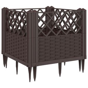 vidaXL Vaso/floreira de jardim c/ estacas 43,5x43,5x43,5cm PP castanho