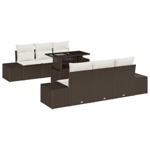 vidaXL Conjunto de Sof&aacute;s com almofada 7 pcs Marrom e Creme vime PE