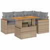 vidaXL 5 pcs conj. sof&aacute;s p/ jardim c/ almofad&otilde;es vime PE/ac&aacute;cia bege