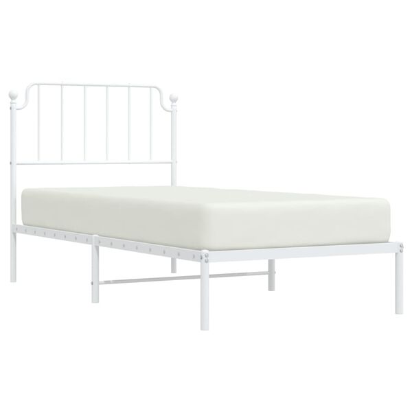 vidaXL Estrutura de cama com cabeceira 90x190 cm metal branco