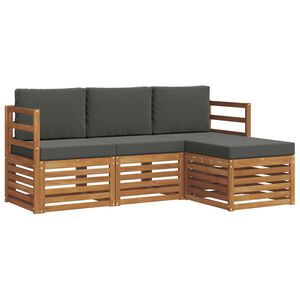 vidaXL Conjunto de Sof&aacute;s para Exterior 4 pcs Natural e Antracite