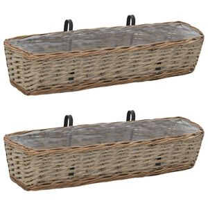 vidaXL Floreira de varanda 2 pcs 80 cm vime com forro em PE