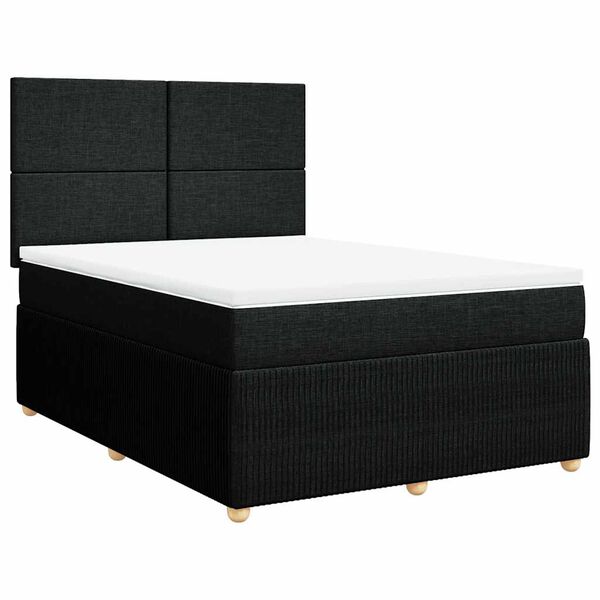 vidaXL Cama com molas/colch&atilde;o 160x200 cm tecido preto