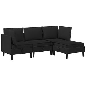 vidaXL Conjunto de M&oacute;veis para Sala de Estar 4 unid. Preto Tecido