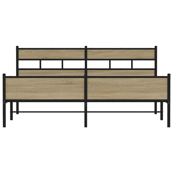 vidaXL Estrutura de cama sem colch&atilde;o 180x200cm metal carvalho sonoma
