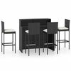 vidaXL 5 pcs conjunto de bar para jardim com almofad&otilde;es preto
