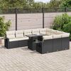 vidaXL 11 pcs conjunto sof&aacute;s de jardim c/ almofad&otilde;es vime PE preto
