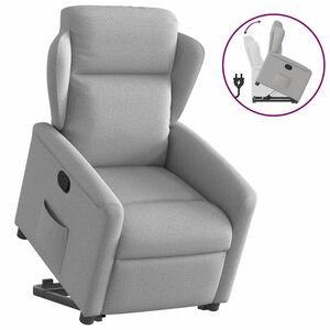 vidaXL Poltrona reclin&aacute;vel elevat&oacute;ria tecido cinzento-nublado